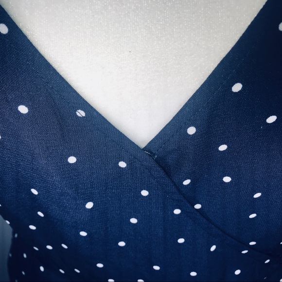 Lulu’s Jazzed Up Navy Blue Polka Dot Wrap Dress - Picture 5 of 8